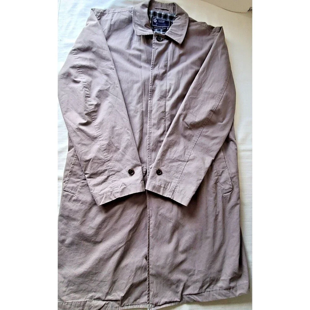 J Crew Sutherland Trench Coat Mens XL Gray Cotton Plaid Lined 2009 Y2K